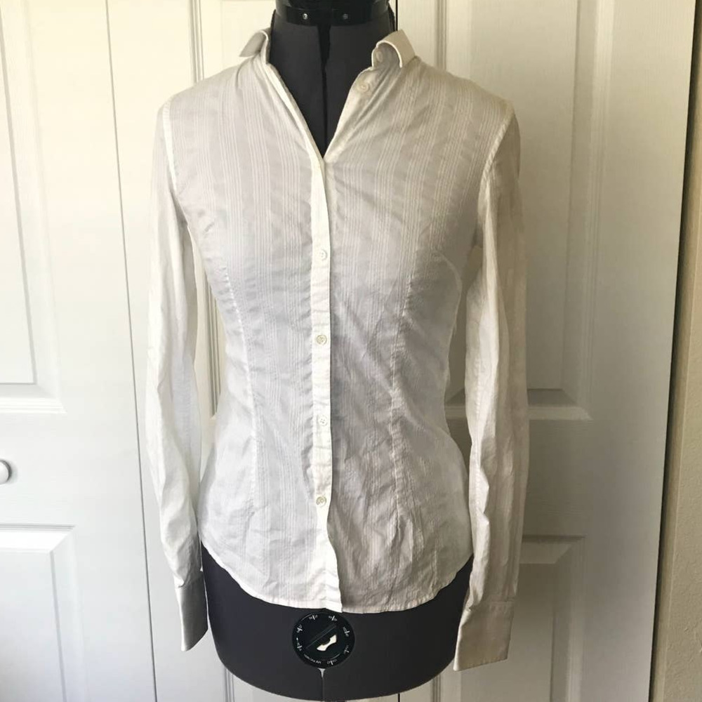 Dolce & Gabbana White Cotton Blend Striped Shirt • Minimalist • Size 38 🔴